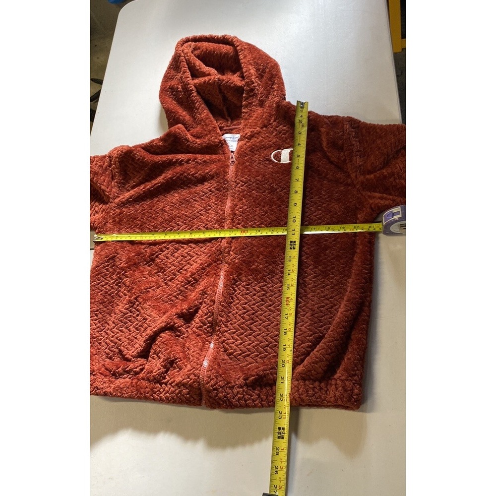 Champion large logo zip up hoodie Orange long sleeve with pockets size Medium - Picture 6 of 10